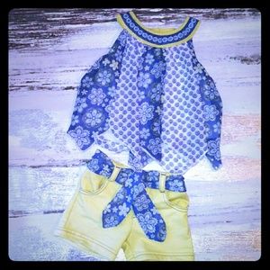 Little Lass InfantsYellow & Blue 2 piece short set